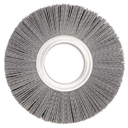 Weiler 6" Nylox Metal Hub Wheel Brush, .040/120SC Crimped Fill, 2" Arbor Hole 20620